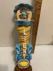 SOUTH BEACH LIGHT GIANT CORKSCREW AND CLAMSHELL draft beer tap handle. FLORIDA