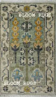 Handmade 2x3 Oushak Light-Green/Ivory Traditional Turkish Style Tree of Life Rug