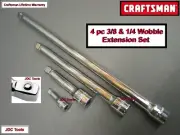 CRAFTSMAN 4pc 1/4 3/8 ratchet wrench WOBBLE socket extension set