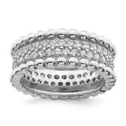 Sterling Silver Rhodium Plated Cubic Zirconia Ring Size 6