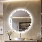 Modern Bathroom Round Illuminated Mirror Anti-fog Vanity Makeup Energy Saving