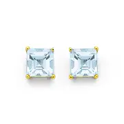 9ct Aquamarine 5mm Princess Cut Stud Earrings in Blue