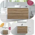 750mm Bogetta PVC Thermal Foil White Oak Wood Grain Wall Hung Vanity Stone