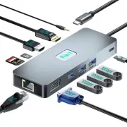 11 in 1 Laptop Docking Station Dual Monitor, 3.2 Gen 2(10Gbps) USB C Hub, 100...