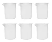 Eisco Labs 250ml Polypropylene Plastic Beakers, Raised Graduations - 6 Pack