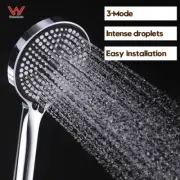 Decaura Chrome 3-Mode Hand Held Shower Head High Pressure Round WELS