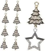 [OFFSCH] 10pcs Christmas Tree Charms Christmas Charms for Jewelry Making Metal Xmas Tree Charms Decorative Charms for Bracelet