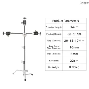 Andoer Mini C 型支架 20.8 英寸桌面三腳架手機三腳架支架鋁合金 10kg/22lbs 負載能力 2 節