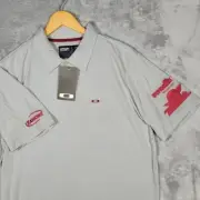 Oakley Polo Shirt Mens Medium Gray Red Dynomax Thrush Rancho NWTs
