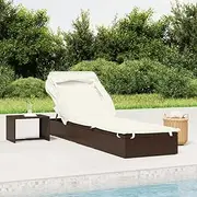 Outdoor Lounge Bed, Garden Day Bed Sun Lounger Chaise Lounge Sunbed with Foldable Roof Brown 213x63x97 cm Poly Rattan