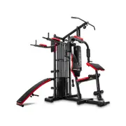 PROFLEX Red Multi Station Home Gym Set with 100lbs Plates & Boxing Bag - M9500