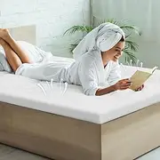 Memory Foam Mattress Topper Single Bed with Back Support Relief Back Pain - Mattress Topper for Sofa Bed/Caravan/Hard Mattress/Old Mattress - Generous Thickness/Washable Zipped Cover/White-90x190cm