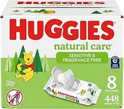 HUGGIES Natural Care Baby Wipes, Disposable Soft Pack (56 Sheets Total), Fragrance-free, Alcohol-free, Hypoallergenic, Pack of 8 (Packaging May Vary)