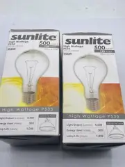 PACK OF 2 SUNLITE 500PS35/CL 500W 130V Clear Mogul Base Light Bulbs + FREE SHIPS