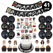 Friends TV Theme Birthday Party Decorating Set - Party Banner Laxtex Balloons Cake Cupcake Toppers Swirls
