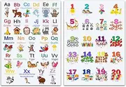 Alphabet and Numbers DinA1 Learning Poster for Children - ABC and Numbers from 1 to 20 Learn with Two Large 59.4 cm x 84.1 cm Posters for Children's Room - Children's Posters Learn Animals