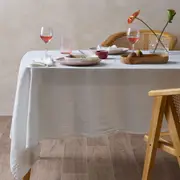 Vintage Design Homewares Vintage Washed Linen Cotton Tablecloth White