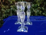 BOHEMIA QUEEN LACE HAND CUT 24% LEAD CRYSTAL CANDLE HOLDER 7" NIB