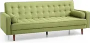 Priceworth Sofia 3-Seater Sofa Bed, Versatile Living Room and Bedroom Furniture, Scandinavian-Inspired Couch, MDF Frame and Polyester Fabric, Button Tufted Upholstery, Durable, Green