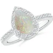 Pear Opal Ring with Diamond Halo