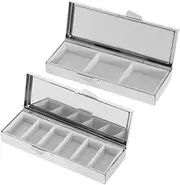 Anneome 2pcs Duoge Pill Box Pill Organizer Travel Portable Medicine Case Pocket Medicine Holder Travel Medication Organizer Pp Silver