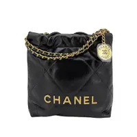 在飛比找ETMall東森購物網優惠-Chanel 22 Mini Bag 仿舊金logo菱格縫線