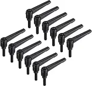 uxcell 12pcs Lever Adjustable Handles M6 x 20mm Metric Male Thread, Level Clamping Handle Hand Stud Knobs Rotating Screw Handles Bolts with Locking Lever, Black