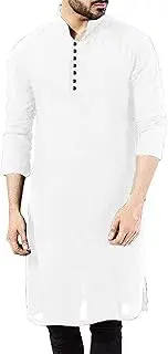 [YAOHUOLE] Mens Abaya Thobe Ethnic Kaftan Robes Cotton Linen Long Sleeve Gown Jubba for Men