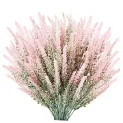 TENCHY Bundles Artificial Lavender Flowers No Fade UV Resistant Fake 12 Pink