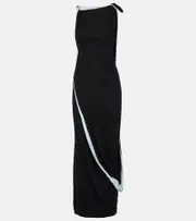 [Victoria Beckham] Victoria Beckham Asymmetric draped jersey midi dress AU 14 black