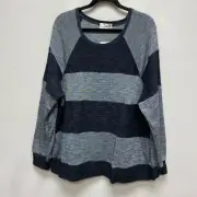 Everleigh Womens Charcoal Grey Long Sleeve Striped Knit Pullover Sweatshirt XXL