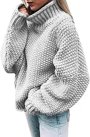 [Generic] Women's Turtleneck Oversized Sweaters 2024 Batwing Long Sleeve Pullover Winter Loose Chunky Cable Knit Jumper
