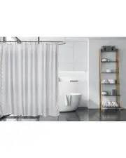 Moda at Home Everest Shower Curtain Jacquard 3Pc Set with 12 Shower Hooks