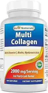 [Best Naturals] Multi Collagen Pills 2000mg for Women & Men - Hydrolyzed Collagen Peptides Capsules for Hair Skin and Nails with Types I II III V X, Biotin, Hyaluronic Acid & Vitamin C