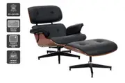 Shangri-La Eames Replica Lounge Chair and Ottoman (Black/Walnut)