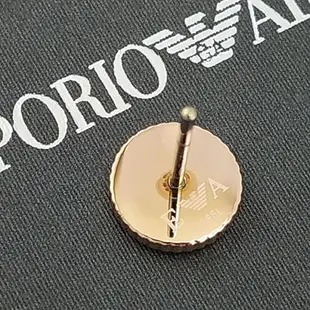 EMPORIO ARMANI 玫瑰金老鷹圖騰黑色圓型徽章針式耳環