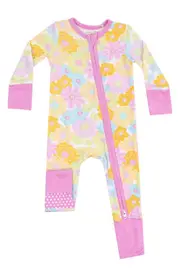 Angel Dear Sunny Dahlias Convertible Zip Romper in Pink at Nordstrom, Size 18-24M