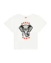 Kenzo Elephant-Embroidered Crewneck T-Shirt L,M White