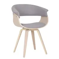 在飛比找momo購物網優惠-【AT HOME】原木色灰布質實木腳餐椅/休閒椅 現代北歐(