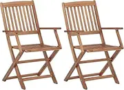Garden Chair Folding Outdoor Chairs 2 pcs Solid Acacia Wood Patio Seating