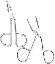 Vaguelly 2PCS Stainless Steel Scissor Tweezers for Precision Grooming Portable Eyebrow Clipper Eyelash Applicator High Control Beauty Accessories for Men and Women