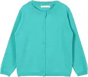 [EISHOW] 1-6T Toddler Baby Cotton Knit Sweater Little Girls' Long Sleeve Crewneck Cardigan Solid Color Button Sweaters Outwear, Light Green, 12-18 Months