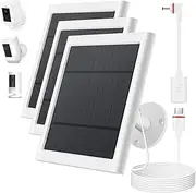 Solar Panel for Ring Camera, 3 Pack 4W Solar Charger Compatible with Ring Spotlight &All-New Stick Up Outdoor Cam Battery, 10ft Long Cable with USB-C to Ring Barrel Plug Adapter (White)