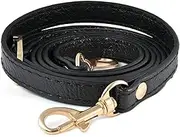 Leather Straps Replacement for Handbags,Purse Strap, Purse Straps Crossbody Replacement Adjustable, Black with gold buckle