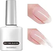 8-in-1 Nail Glue Gel, Multi-Purpose Nail Extension Adhesive, Long-Lasting Artificial Strong Hold for Tips, Acrylics & Press- Nails Easy to Apply & Beginner-Friendly