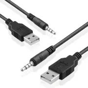 3.5mm AUX Audio To USB 2.0 Male Charger Cable Adapter Headphone Cord For Car MP3