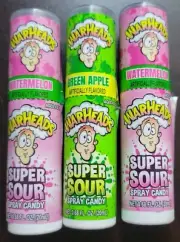 Warheads Super Sour Candy Spray Bottles 3 Pack Green Apple Watermelon