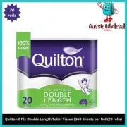 Quilton 3 Ply Double Length Toilet Tissue 360 Sheets Per Roll Pack of 20 rolls