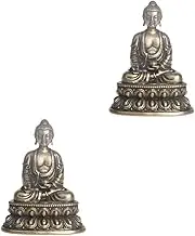 RORPOIR 2pcs Brass Buddha Statue Statues Retro Buddha Statue Blessing Buddha Idol Antique Decor Tiny Buddha Statue Buddha Decor Figurine Desktop Buddha Craft Small Buddha for Car Golden