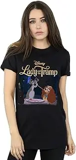 [Absolute Cult] Disney Women's Lady And The Tramp Homage Boyfriend Fit T-Shirt Black XXX-Large